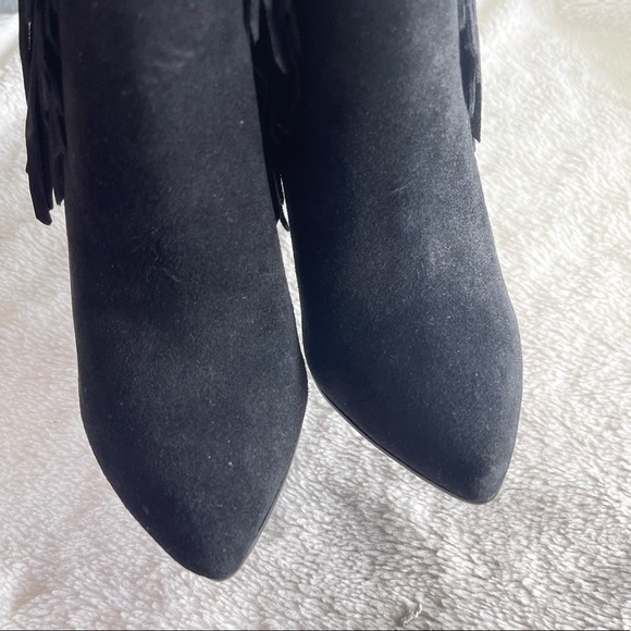 Steve Madden Payyton fringe leather black point toe heel bootie - Picture 4 of 9